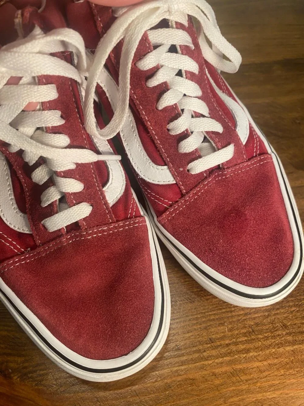 VANS - Burgundy Red Sneakers with White Trim - Size Mens 8.5 / Womens 10